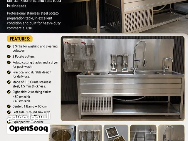 PRICE REDUCED - NOW ONLY 350 Riyal For sale potato washing & preparation station grade 316