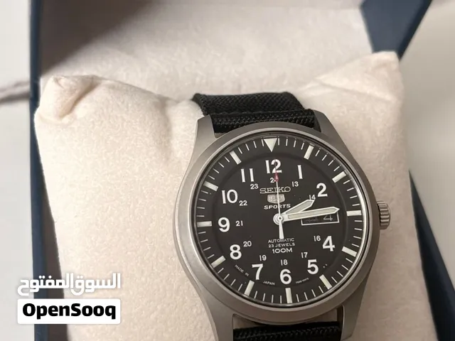 Seiko 5 Sports Automatic Military Style Watch with Black Canvas Strap