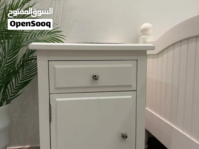 White Wooden Bedside Table / Nightstand with Drawer & Cabinet