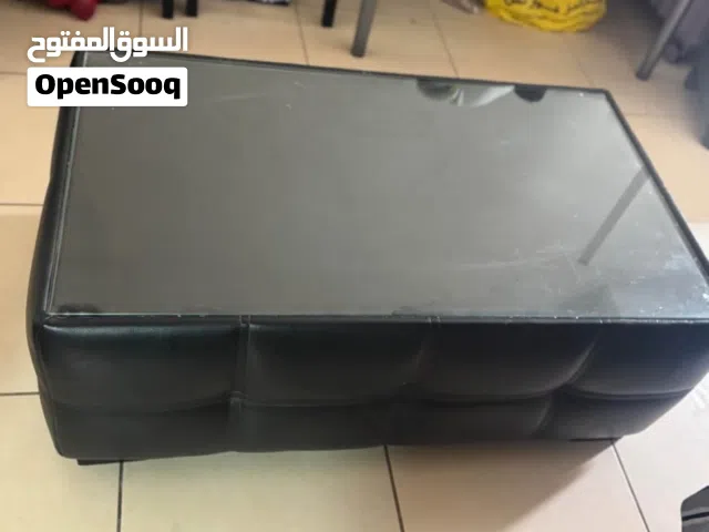 Black Leather Table with glass