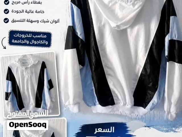 هودي رجالي ستايل شبابي مميز تصميم عصري باللونالابيض والاسود بغطاء الىاس وحافه واساورمريحه