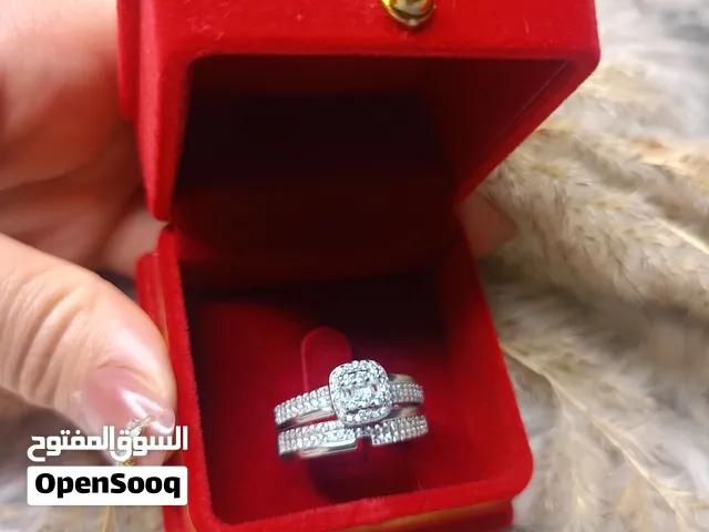 خاتم فضة أصلي راقي بتصميم مزدوج مع حجر براق + علبة هدية مجانية  خاتم فضة أصلي راقي بتصميم مزدوج مع ح