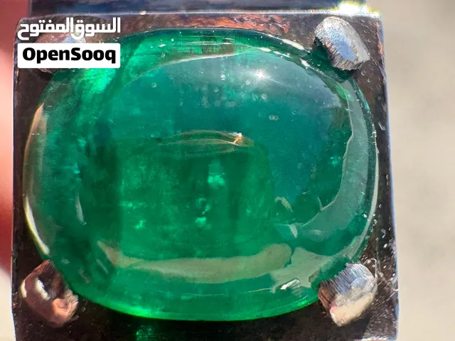 خاتمين رجالي فضه 925 صباغه يدويه حرفيه بالكامل مع أحجار الزمرد الكولومبي الطبيعي الغير معالج إطلاقا