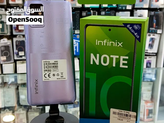 انفنكس نوت 10 جديد غير مستخدم  / نسخة 4 رام + 64 جيجا  كل اغراضو داخل الكرتونة