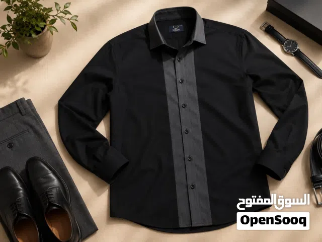 قميص اسود ورصاصي فورمال