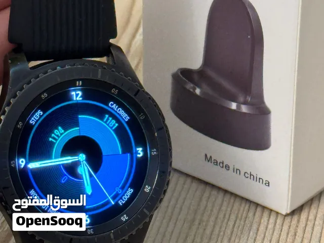 ساعة سامسونج اصلية نوع Samsung Gear S3 Frontie مع شحن جديد وايرلس وسبتة مطاطية جديدة سفار