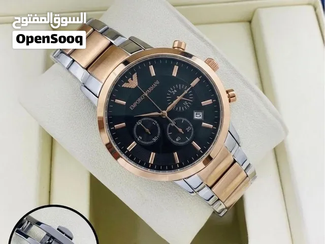 Emporio Armani Men's Two-Tone Chronograph Watch – Black Dial, Date