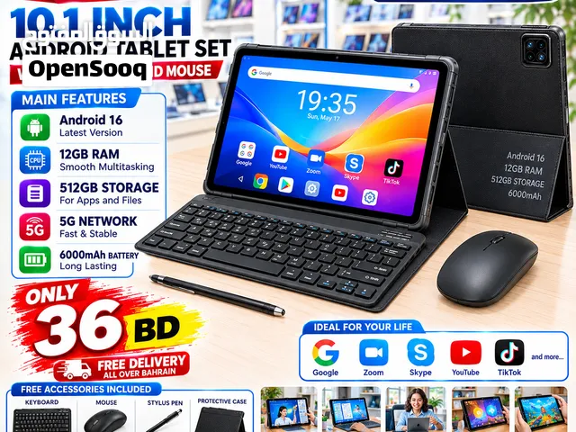 S17 Pro Max Tablet 8GB RAM 512GB Storage 10.1 Display Keyboard+Mouse Android 16 WhatsApp
