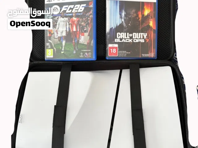Ps5 شبه جديد استعمال اسبوع واحد معا شريط FIFA26 و call of duty7 و مع كل الوايرات