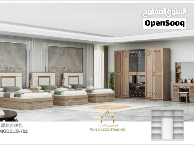 طقم غرفة نوم مكون من 7 قطع، 3 أسرّة، مقاس 120×200   3 Beds Bed Room Set 7pcs 120x200