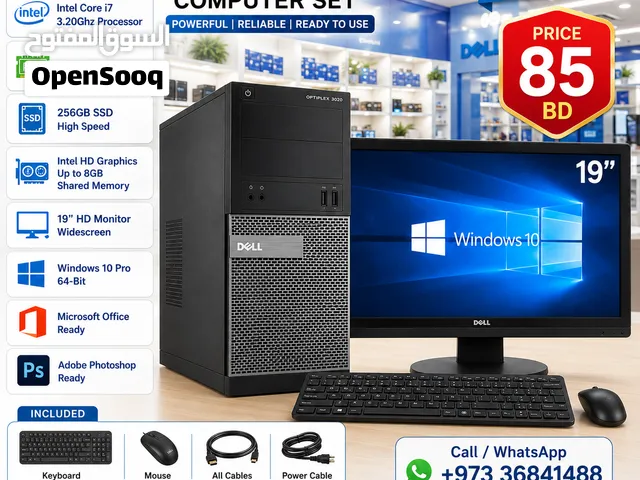 Dell Core i7 Computer Set 16GB RAM 256GB SSD Win 10 Pro Office Call WhatsApp