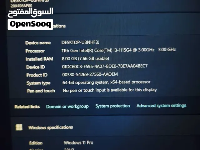LENOVO L15  CPU:I3-11TH   RAM:8GB  HARD :256GB SSD   SCREEN:15
