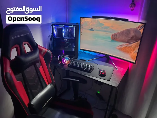 3070ti set up high end  with sleek black and rgb design and curved monit plug in and ready to play