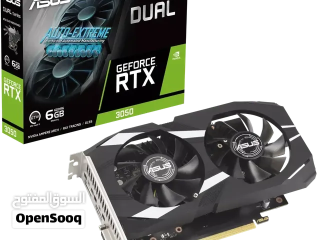 ASUS GeForce RTX 3050 6GB كرت ممتاز للألعاب والاستخدام اليومي، ويأتي بذاكرة 6GB GDDR6 مع تبريد ASUS