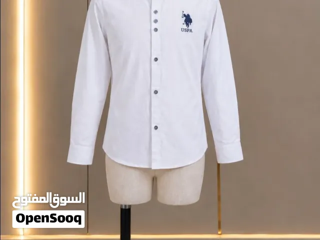 قميص كلاسيكي أبيض وانيق بأكمام طويلة قياس 19 بسعر جدا مناسب ليفوتكم