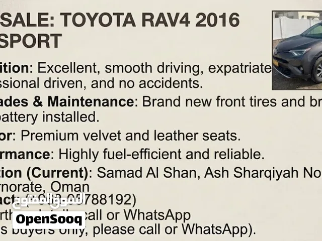 Toyota RAV4 sport 2016 Sale