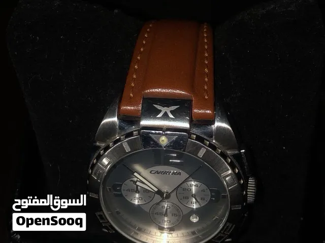 ساعة  Carrera Quartz Chronograph اصلية  44 ملم  الكستك جلد بني فاتح