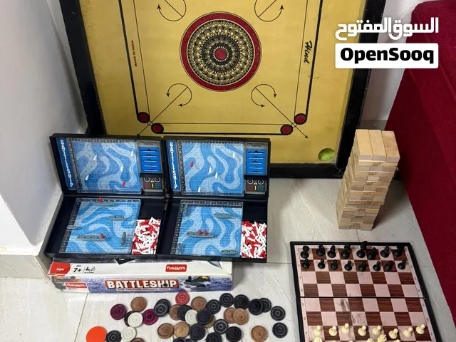 Toys  Carom board, Battleship, Chess, Jenga, Cards