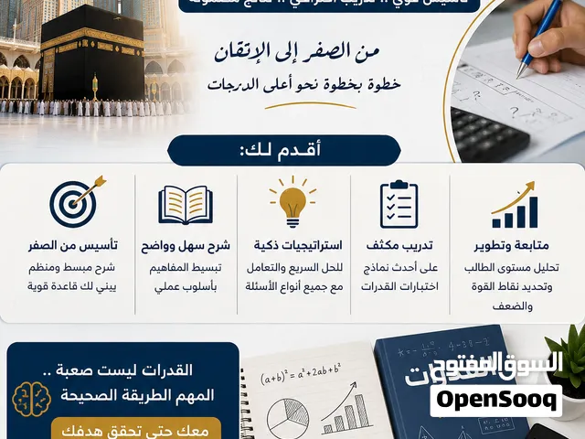 معلم قدرات كمي –  تأسيس و تدريب على أهم الاسئلة و استخدام أسهل الطرق لحل المسائل مراجعة لأهم الاسئلة