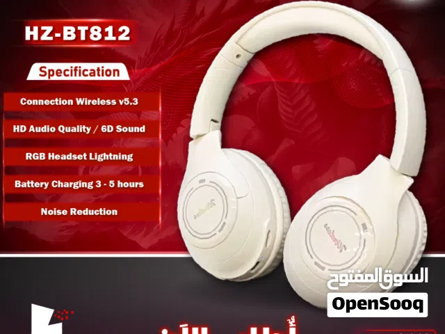 سماعات جيمنغ مضيئة مريحة وصوت عالي وايرليس HZ-BT812 Headset Gaming RGB Lights
