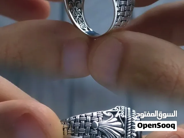 خواتم فضه متوجه بعقيق يماني طبيعي