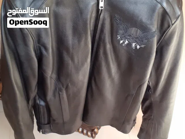 جاكيت جلد بافالو طبيعي 100٪ لون اسود
