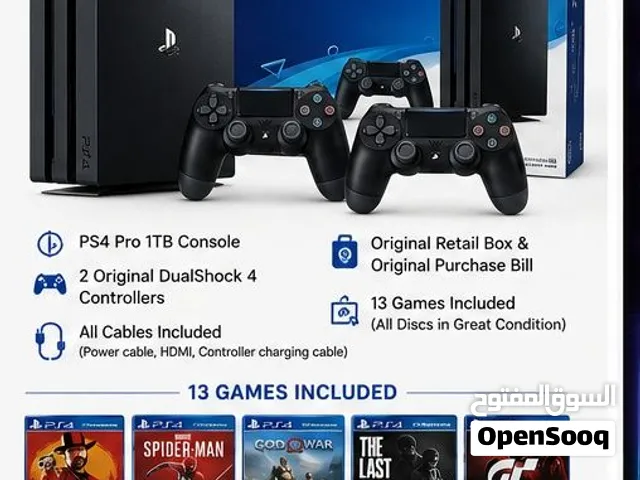 PS4 pro 1TB with 2 controllers and 11 games