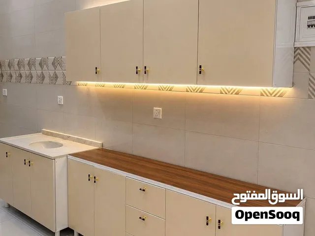 كاونترات خشب مترين ارضي وملحق مع سنك متر وعشرين مرمر 325