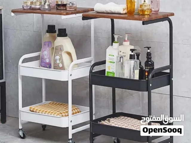 Steal rack with wooden top... can hold tv too