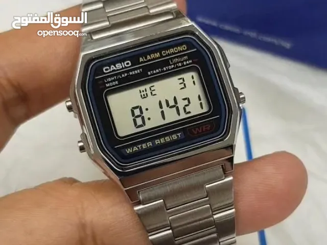 ساعة كاسيو أصلية موديل A158WA-1 كلاسيكية - فضي - جديدة بضمان سنتين - هدية مميزة