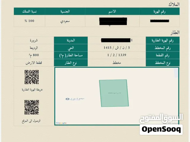 للبيع ارض بالوديعه بمحافظة شروره