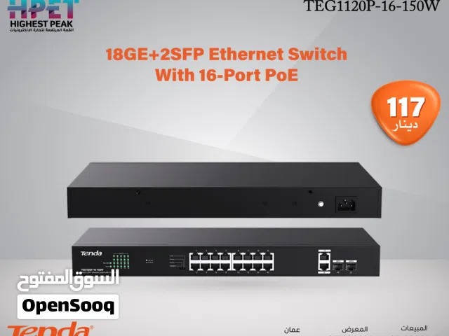 Tenda TEG1120P-16-150W محول إيثرنت 18GE+2SFP مزود بـ 16 منفذ PoE