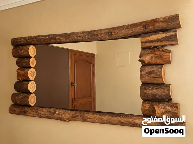 Grand miroir mural en bois brut