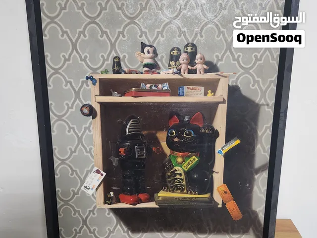 Original Oil Painting by Samuel Hung – Family of Trinkets #2 (Black Robby vs Black Neko), 2014