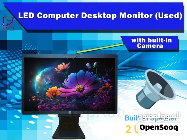 Hp 22 FullHD IPS Monitor with Built in Cam + Speaker شاشة عالية الوضوح مدمج فيها كاميرا وسماعة