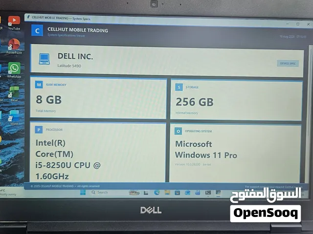 Used DELL Latitide 5490 for sale . 8GB RAM 256GB Memory.  windows 11 . including Original Charger.