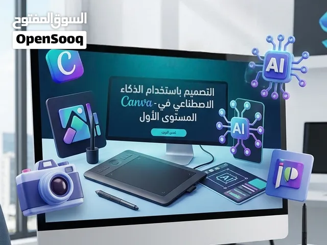 دورة التصميم باستخدام الذكاء الاصطناعي في Canva المستوى الاول و الثاني لاول 10 أشخاص بسعر 5 دينار