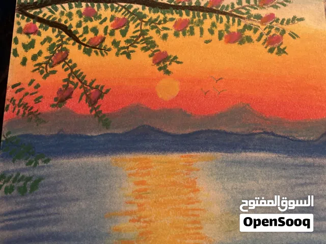 لوحة سحر الغروب مرسومة يدويًا