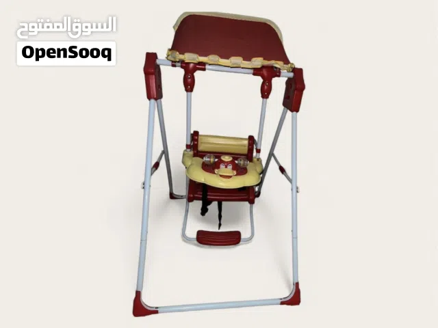 مرجوحة أطفال معدنية مع موسيقى - حمراء اللون