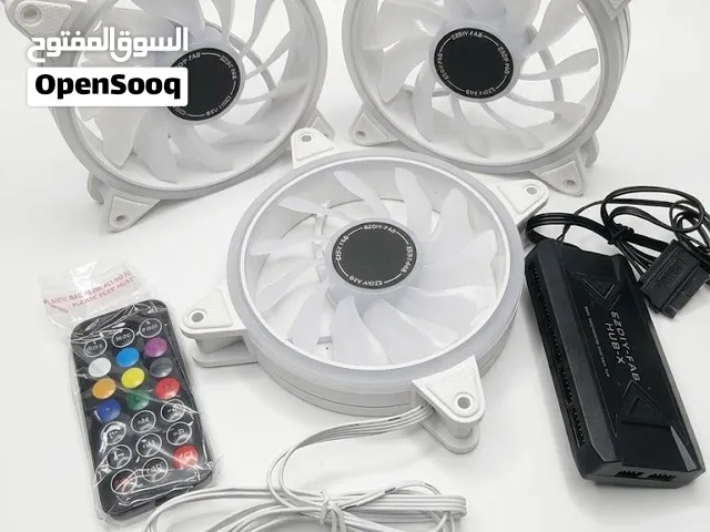 مجموعة مراوح تبريد (3 قطع في 1) مع هب وريموت للتحكم بالإضاءة من ماركة EZDIY-FAB (طراز ARGB Case Fa)