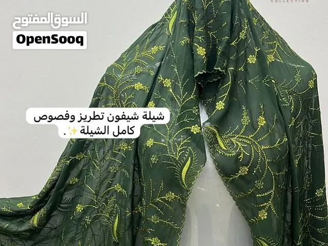 شيلة شيفون تطريز وفصوص كامل الشيلة