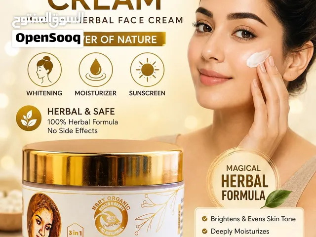 Nbry organic whitening cream and Night cream,it’s 3in one ,sun protection, moisturizer and whitening