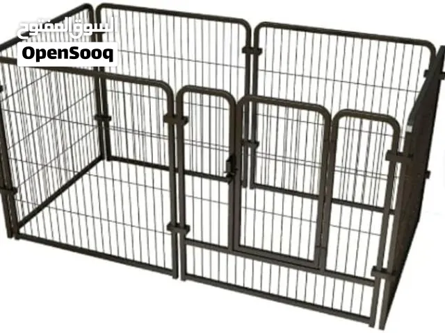 Indoor Outdoor Pet Playpen, DIY Square Tube Metal Fence, Anti-Escape Buckle Connected Enclosure