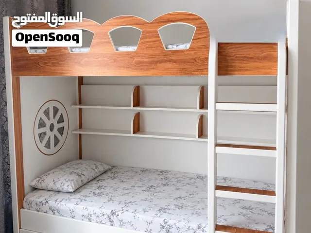 Wooden & White Bunk Bed with Shelves and Storage – 2 Units Available