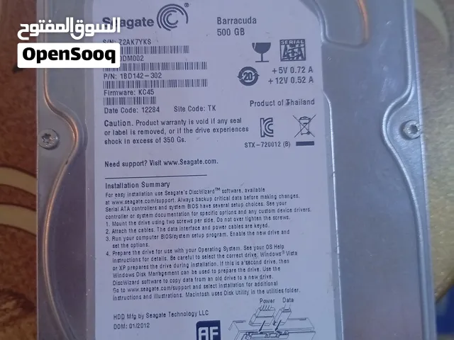 هارد HDD حجم 500 GB ماركة Seagate اصليات منفذ ساتا 3.5 الاعتيادي على كل الكاميرات يرهمن