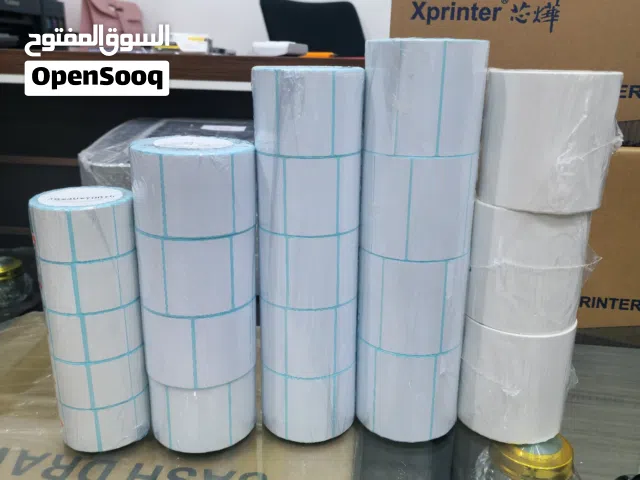 لصاقات حرارية لطابعات الباركود وطابعات الملصقات الحرارية لجميع الاستخدامات يتوفر جميع المقاسات