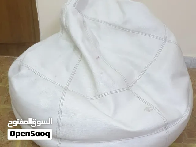White leather bean bag, very comfortable