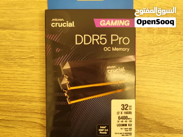New & Unused Crucial Pro 32GB (2x16GB) DDR5 6400MHz CL32 Gaming RAM (Color: Black) – High Speed/Low