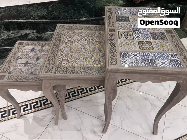 3 طاولات متداخله من الخشب الزان