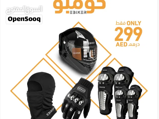 EBIKER Combo Offer Motorcycle Riding Gear Combo – Full Face Helmet, Gloves,Knee & Elbow Guards